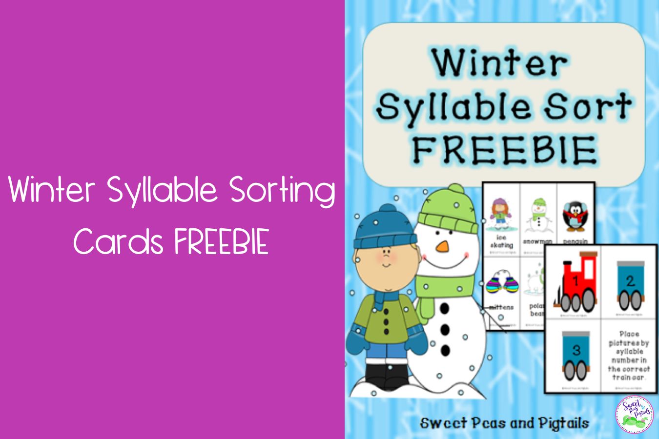 Winter Syllable Sorting Cards FREEBIE Featured