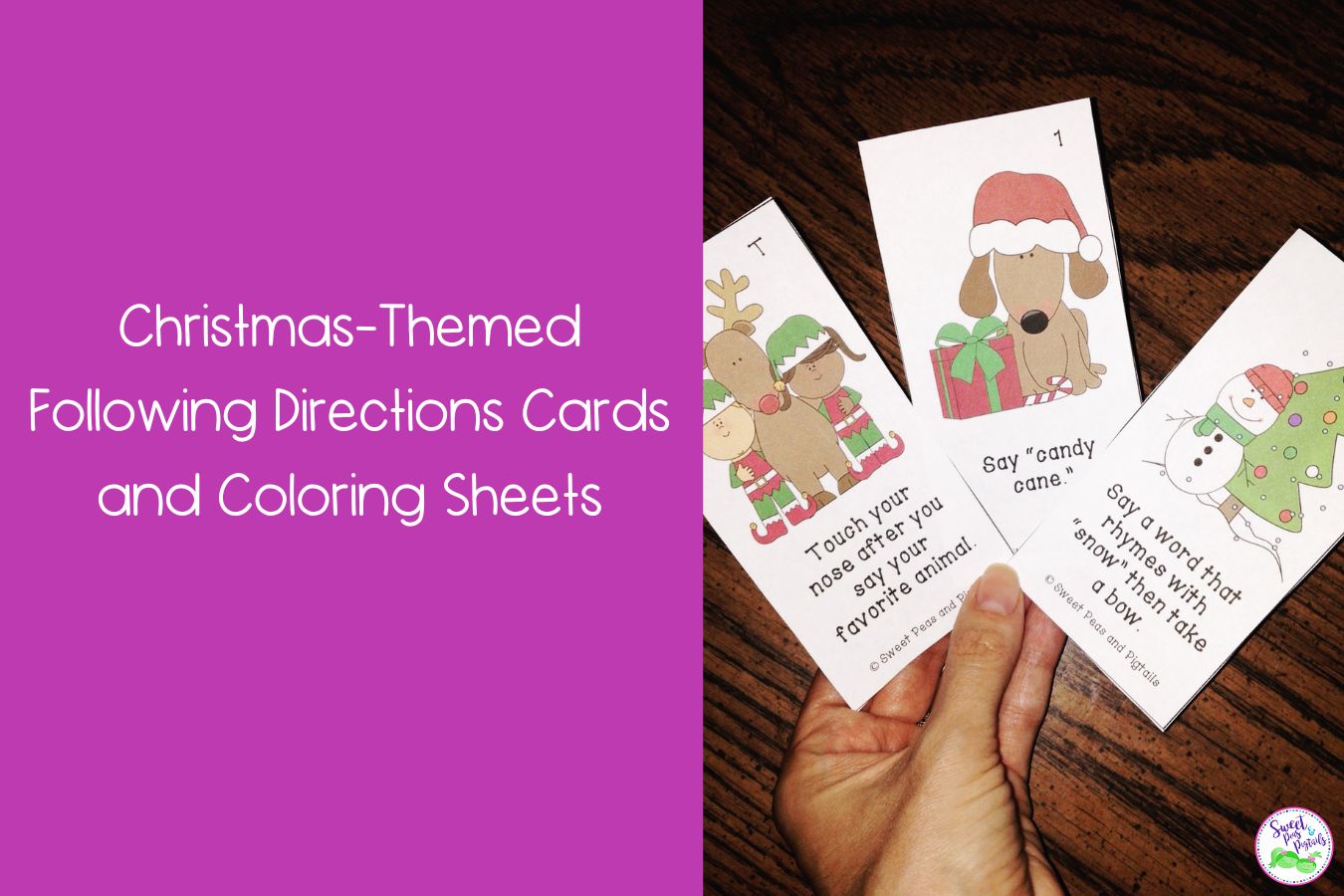 Christmas-Themed Following Directions Cards and Coloring Sheets Featured