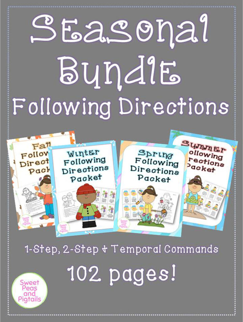 Seasonal Bundle of Following Directions Bundle for Speech Therapists