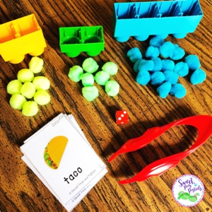 Pom poms with blocks