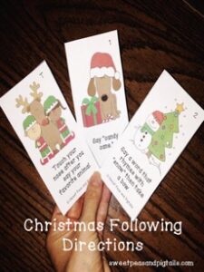 Christmas-Themed Following Directions Cards and Coloring Sheets - Sweet ...