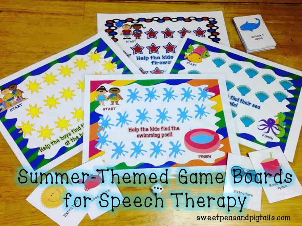 Summer-Themed Game Boards for Speech Therapy