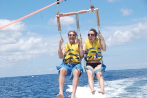 parasailing Miss Jen and Jonathan parasailing